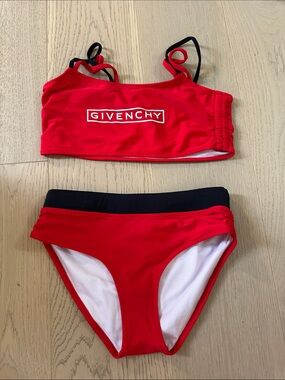 Givenchy Red and Black Kids Two-Piece Swim Bikini